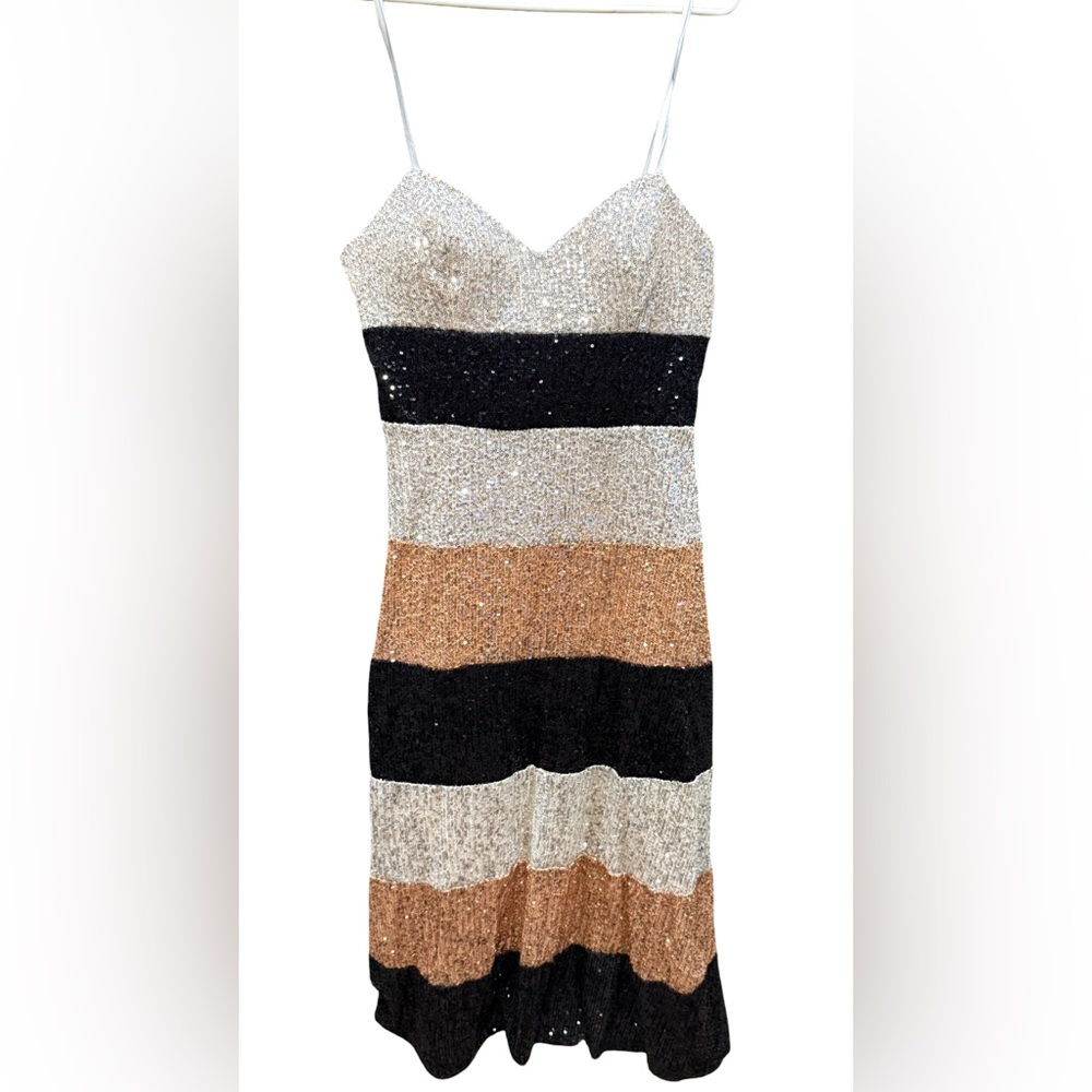 Kohl's Black, Silver, and Gold Sequin Midi Dress